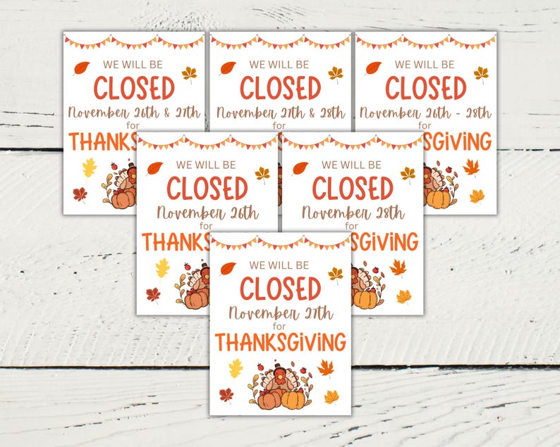 Closed for Thanksgiving Sign | Printable PDF & JPG | Fall Décor ...