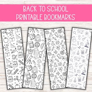 Back to School Coloring Bookmarks – Printable Bookmarks for Kids – School Supplies Theme – Classroom Coloring Activity – Instant Download