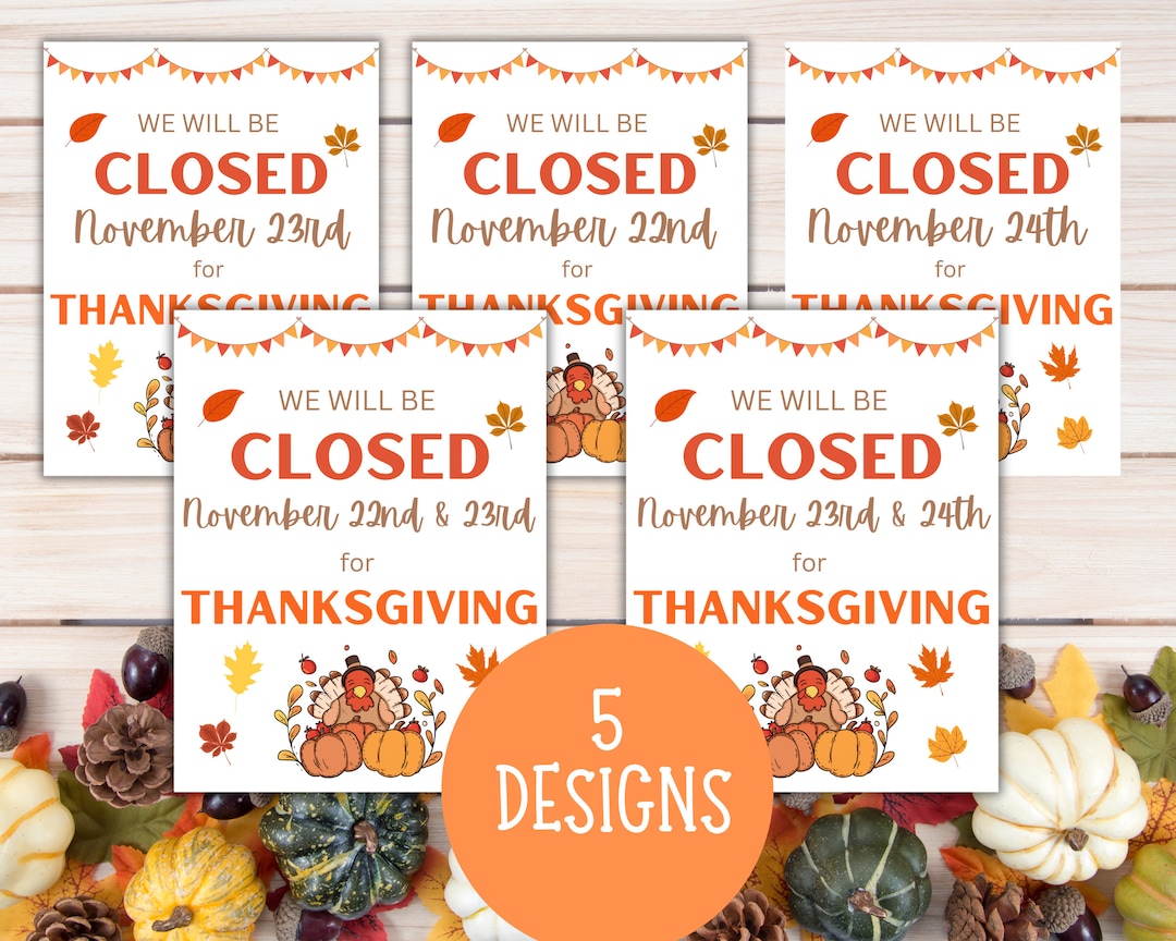Closed for Thanksgiving, Thanksgiving Closed Sign Printable, Fall Door
