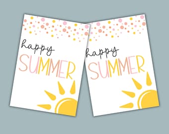 Happy Summer Geschenkanhänger: Party Gastgeschenke zum Jahresende ausdrucken (Digitaler Download)