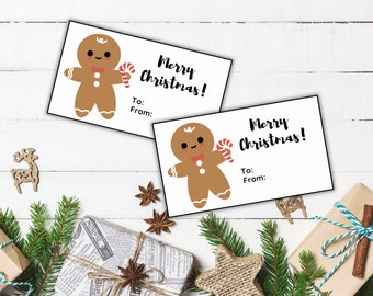 Gingerbread Man Christmas Gift Tags – Printable Holiday Treat Tags (Instant Download)