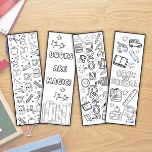 Back to School Printable Bookmark, Color Your Own, Instant Download, First Day of Schoo,l Fun Kids Activity, DIY Bookmark Craft
