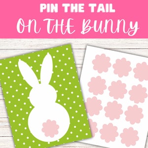 Easter Bunny Tail Pinning Game: Printable Template for 16x20 & 8x11.5, Instant Download