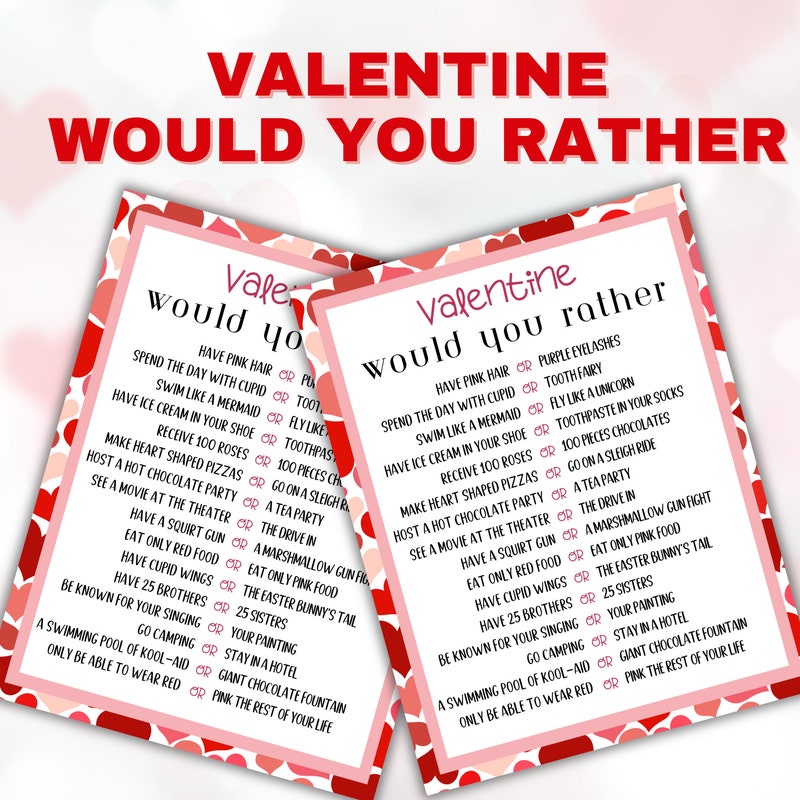Valentine Would You Rather - Etsy