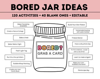 Boredom Buster Jar: 120 lustige Aktivitäten für Kinder (editierbares PDF)