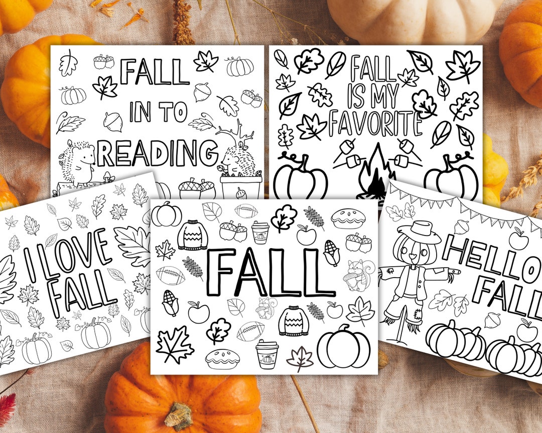 Printable Fall Coloring Pages Instant Download Fun Autumn - Etsy