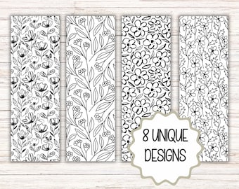 Floral Coloring Bookmarks: Spring Flower Designs (digital Download) - Etsy