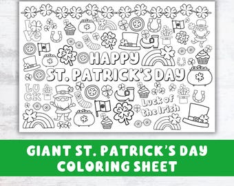 Giant St. Patrick's Day Coloring Poster: Kids Classroom Party (Digital Download)