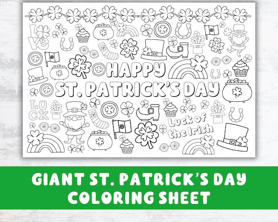 Giant St. Patrick's Day Coloring Poster: Kids Classroom Party (Digital Download)