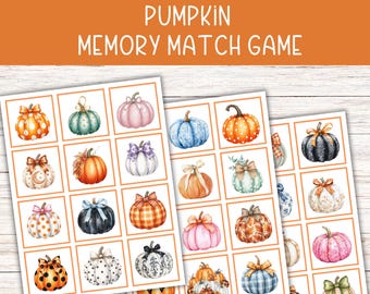 Pumpkin Memory Match-Spiel - Druckbare Herbstaktivität
