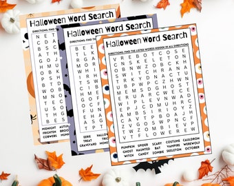 Halloween Word Search Bundle: Spooky Printable Games (PDF)