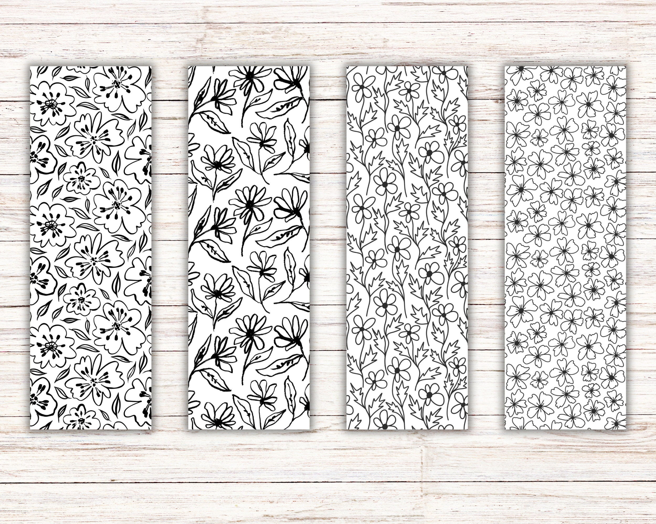 Floral Coloring Bookmarks: Spring Flower Designs (PDF) - Etsy