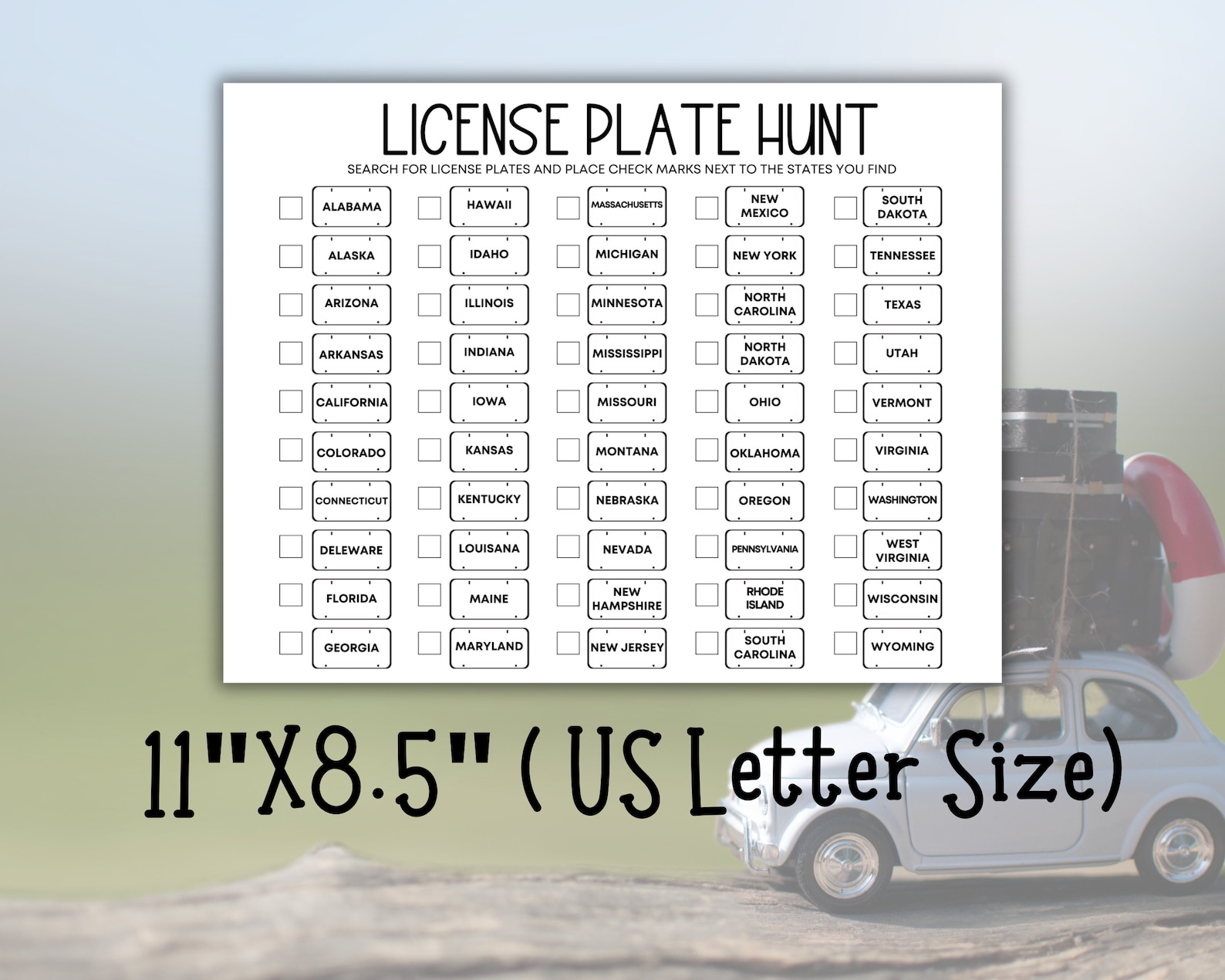 License Plate Printable Game | Road Trip Activity for Kids | Family ...