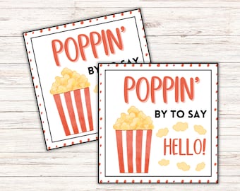 Poppin' By Popcorn Gift Tags: Printable Hello Tags (Digital Download)