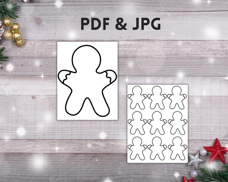 Gingerbread Outline Printable Bundle: DIY Holiday Craft Templates (PDF ...