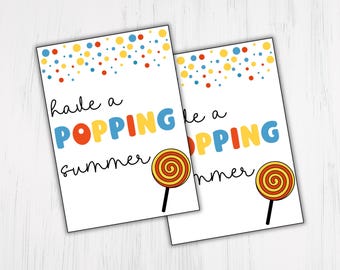 Etiqueta de regalo de piruleta de verano: imprimible para fin de curso (PDF y JPG)