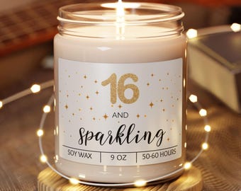 Sweet 16 Geburtstagskerze: Glitzerndes Sojawachs Geschenk für Teenager Mädchen