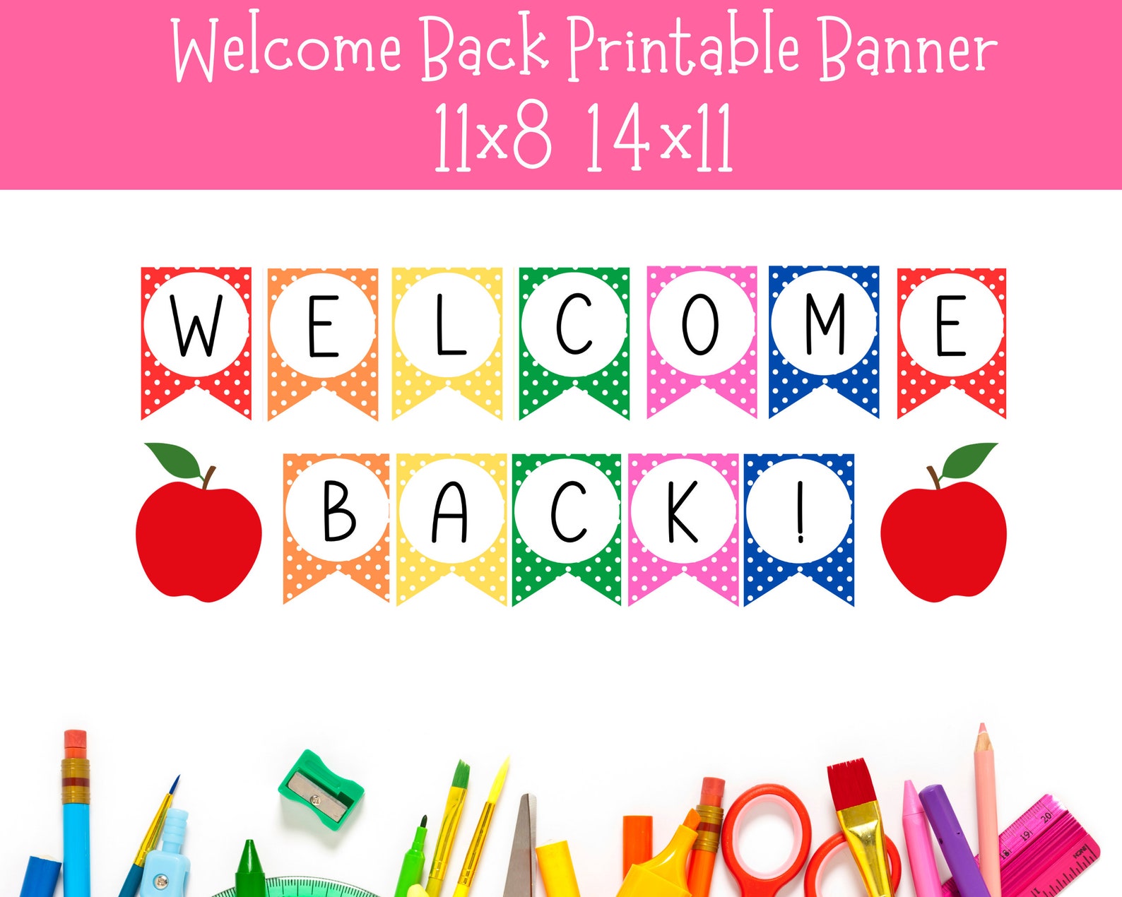 Welcome Back Printable Sign Back to School Sign 11x8 and 14x11 Welcome Back Printable Sign Back to School Sign 11x8 and 14x11
