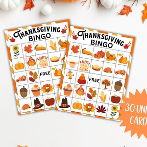Thanksgiving Bingokaarten 5x7, Familiespelset voor feestelijke vakantiebijeenkomst, DIY-activiteit voor seizoensplezier, Instant Digitale Download