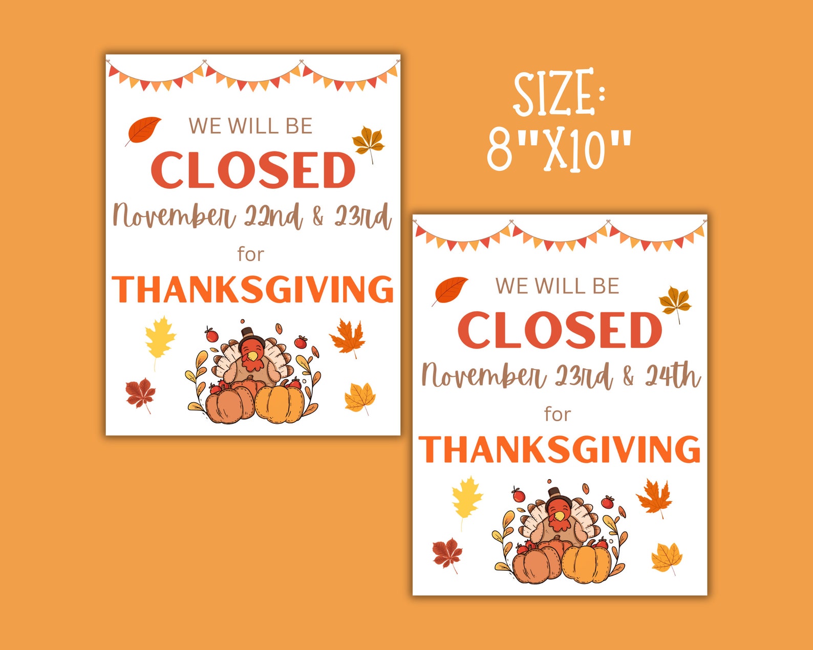 Closed for Thanksgiving, Thanksgiving Closed Sign Printable, Fall Door ...