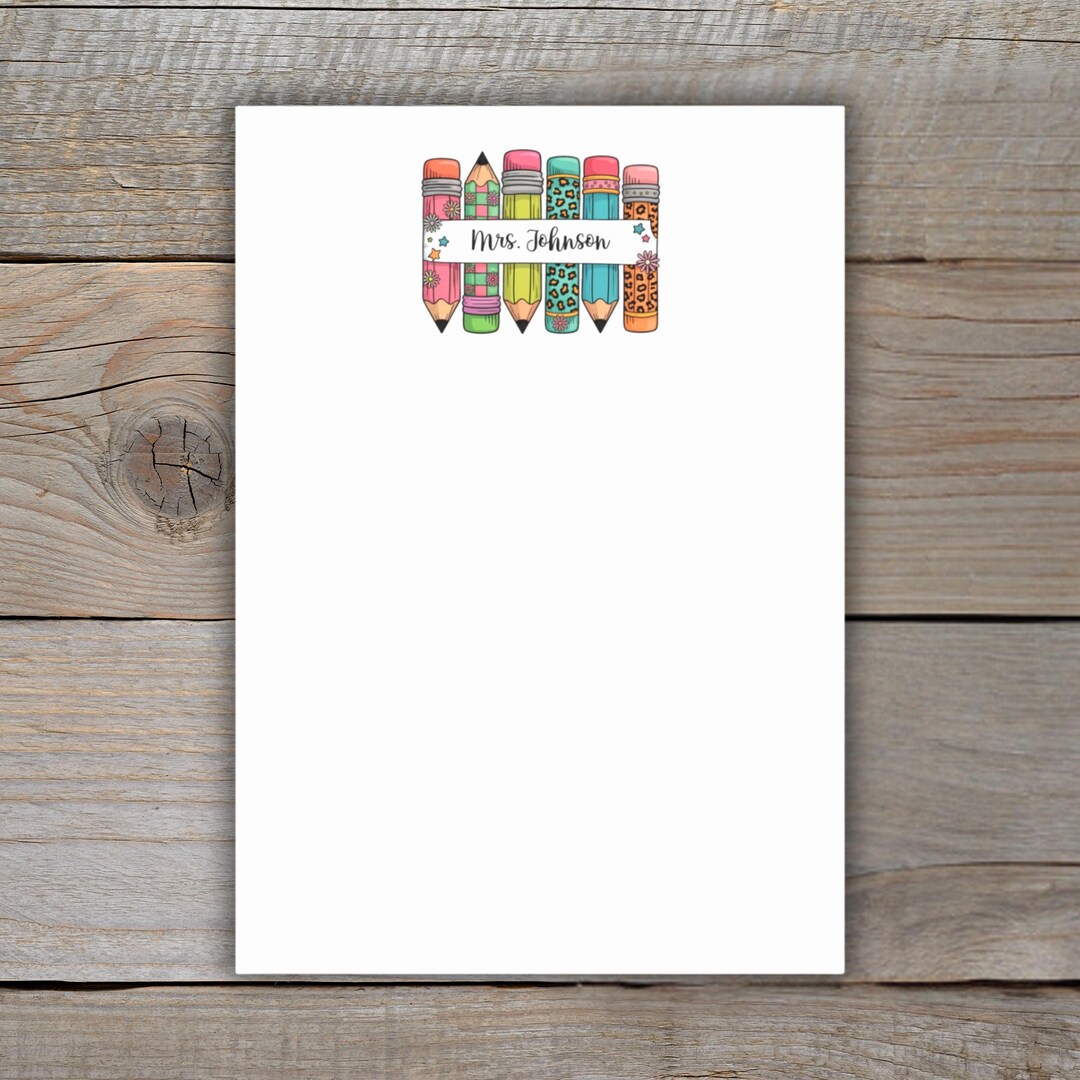 Personalized Teacher Notepad – Pencil Design Stationery Gift - Etsy