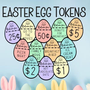 Easter Egg Hunt Tokens: Reward Coupons, Prefilled & Blank (Printable)