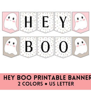 Hey Boo Ghost Banner: Boho Halloween Decor (Printable)
