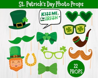 St. Patrick's Day Photo Booth Props: 22 Piece Printable Set (Instant Download)