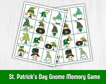 St. Patrick's Day Gnome Memory Match Game: Fun Printable (Instant Download)