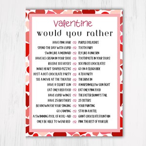 Valentine 'would You Rather' Game: Kids Activity (digital Download) - Etsy