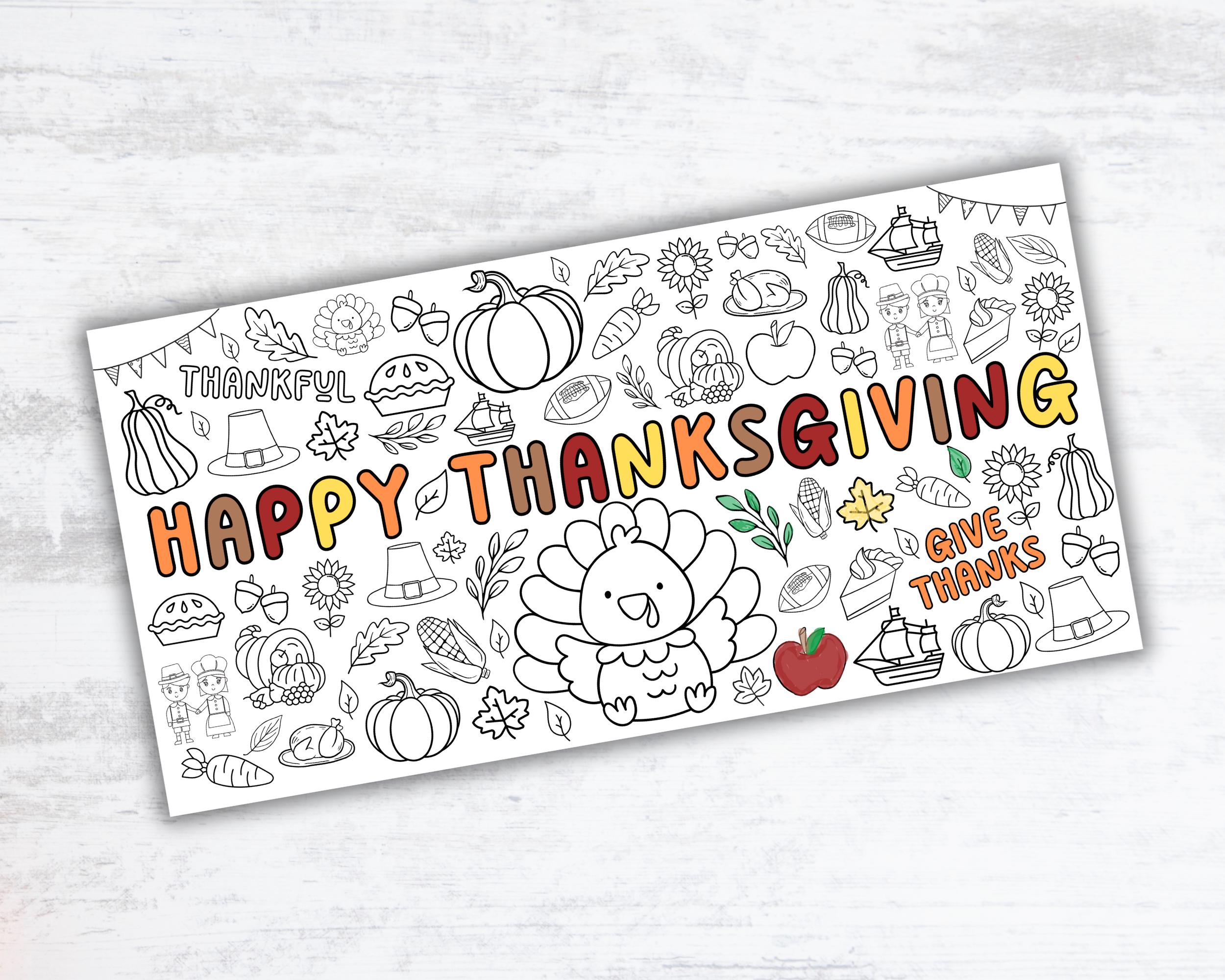Giant Thanksgiving Coloring Sheet | Engineer Print | 72"x36", 48"x24 ...