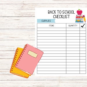 Back to School Printable Checklist, INSTANT DOWNLOAD, School Supply ...