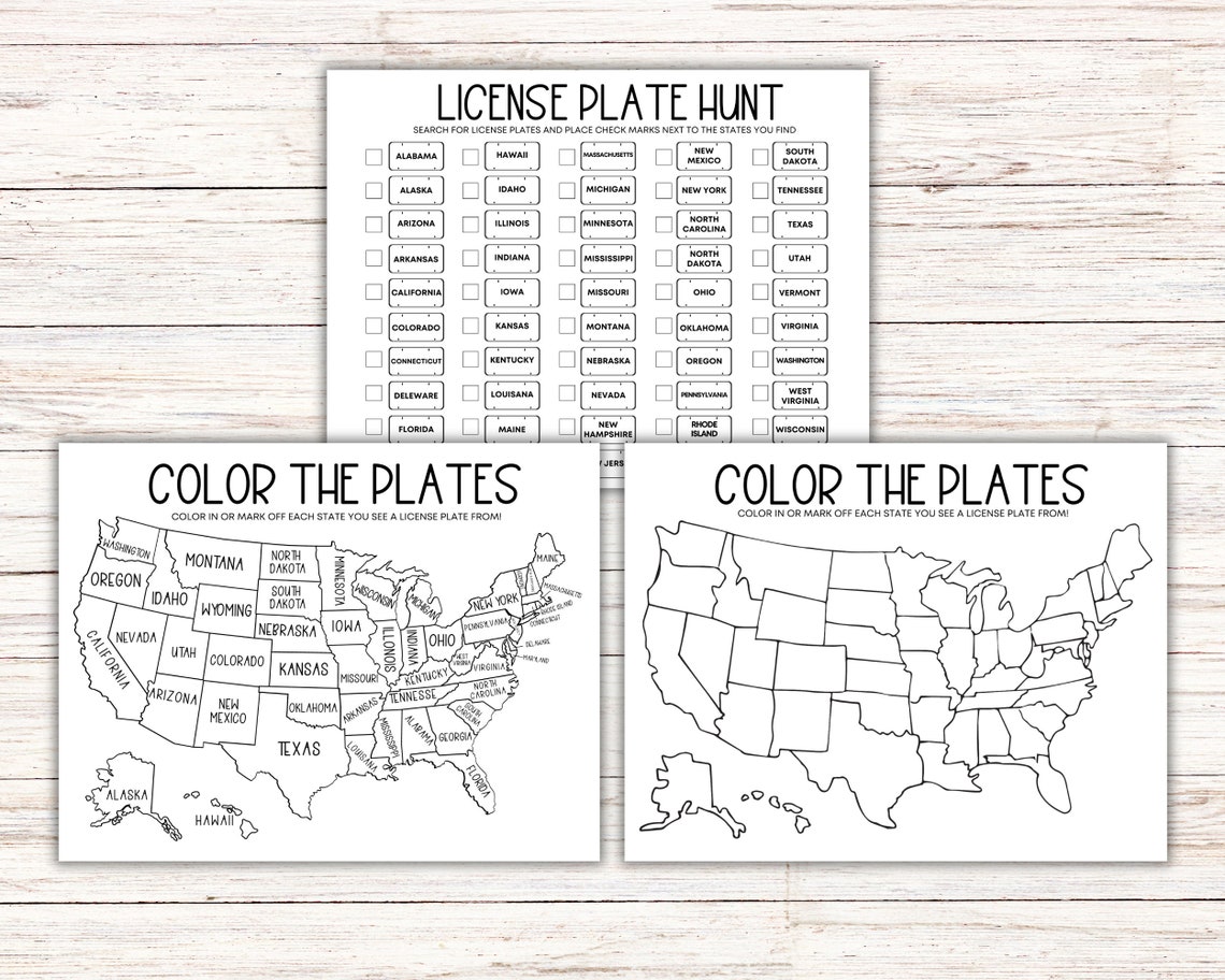 License Plate Printable Game | Road Trip Activity for Kids | Family ...
