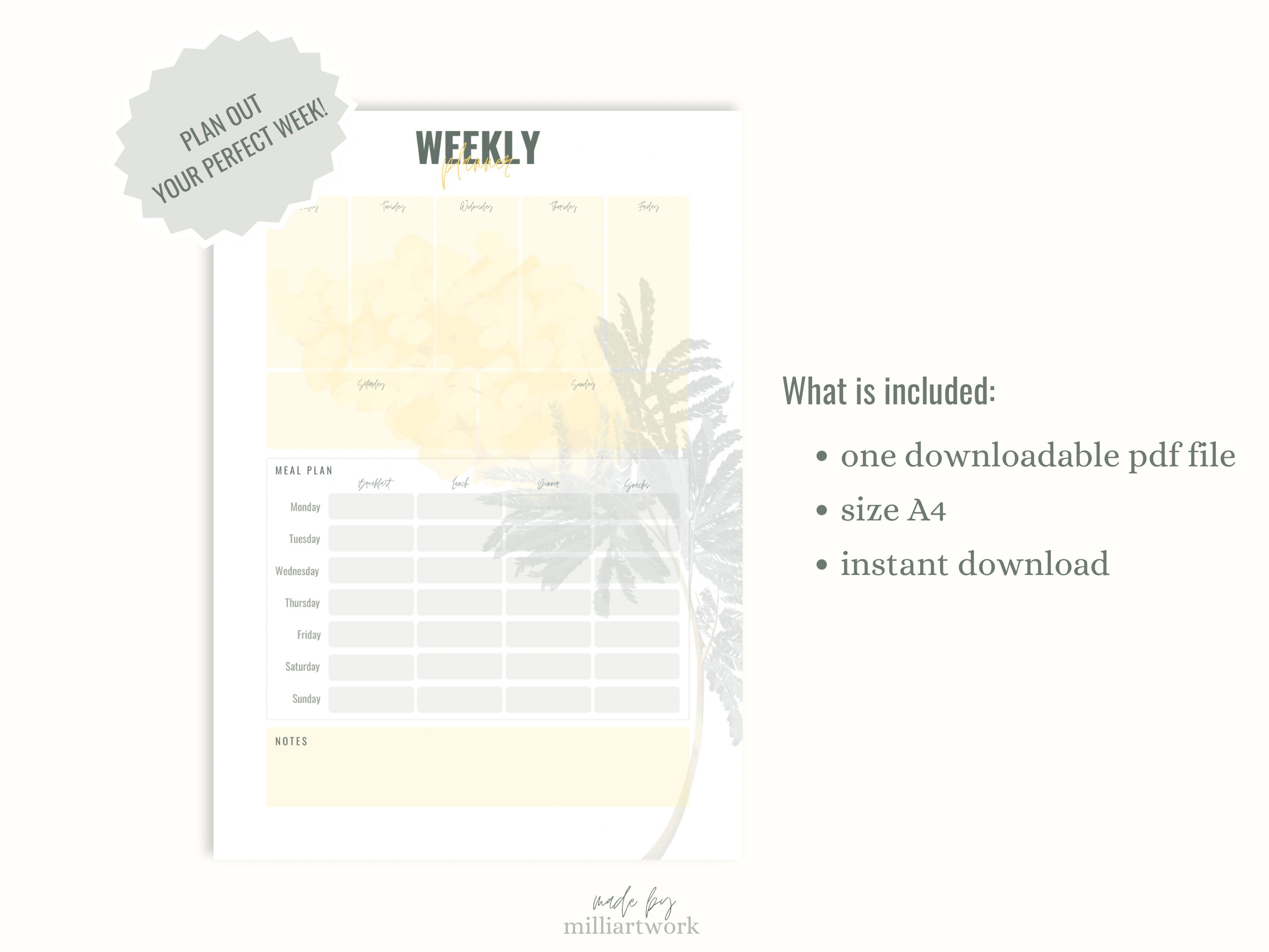 Weekly Planner Printable A4 Instant Download - Etsy