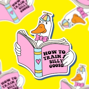 Adesivo fofo de ganso bobo com meme para Kindle, laptop, garrafa de água, leitor ávido, amante de livros, presentes