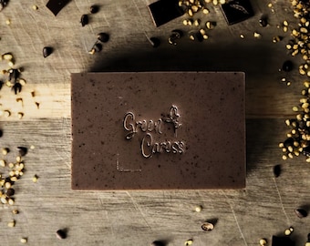 Organic Coffee & Chocolate handmade, vegan friendly soap, exfoliating cold process natural handcrafted soaps, coffee lover gift soap bars.
