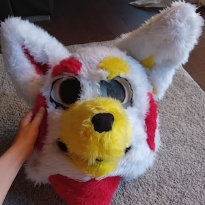 multi-colored dog fursuit head (READ DESCRIPTION!)