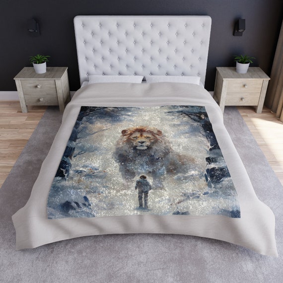 Limited Edition Narnia "Aslan Returns" Plush Crushed Velvet Designer Blanket, Collectible Keepsake