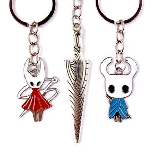 Silksong Hollow Knight Metal Keychains: Knight, Hornet, Nail, Soul, Grub Knight+Hornet+Nail