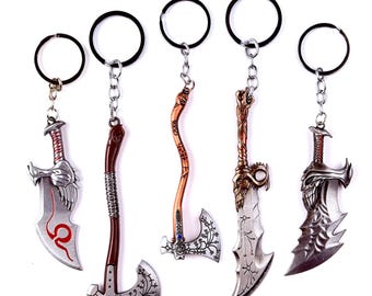 God of War Metal Keychains, Kratos Leviathan Axe, Blades of Chaos