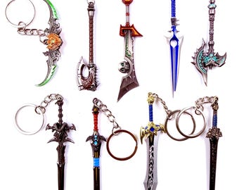 WoW World of Warcraft Legendary Weapons Metal Keychains - Blade of Azzinoth, Gorehowl, Frostmourne, Ashbringer, Shadowmourne and more