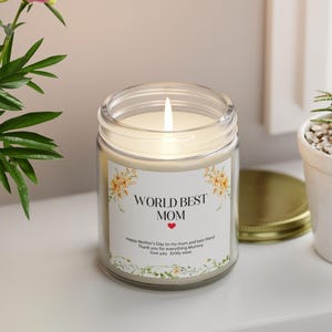 Mothers Day Candle- Worlds Best Mom-Gift for Mum-Personalised Mother&#39;s Day Candle-Birthday Gif for Mum-Gift for Mom