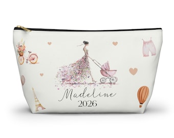 Bolsa de accesorios para cochecito de bebé niña París personalizada / Bolsa de cosméticos con nombre
