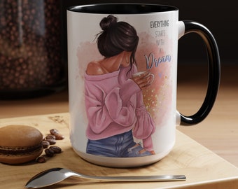 Taza de café "Todo comienza con un sueño", regalo para amantes de la moda