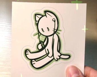 Tired Cat listening to music ~ Cat Sticker ~ Meme Cat Sticker ~ Cute and Funny Animal Stickers ~ Perfect Gift