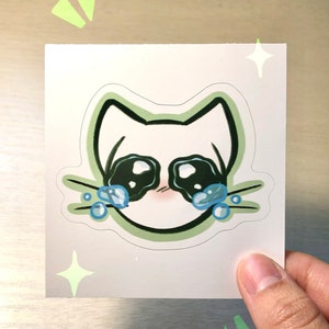 Crying Cat Emoji Sticker ~ Meme Cat Sticker ~ Cute and Funny Gift ~ Meme Sticker