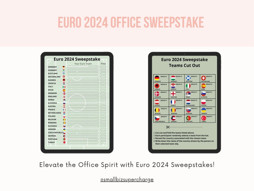 UEFA Euro 2024 Sweepstake Chart for Office Team Selection List and Hat
