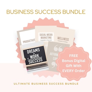 Pacote definitivo de sucesso empresarial: Manifest Magic Cards, Social Media Planner, Wellness Tracker e Planner Powerhouse
