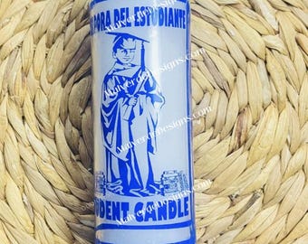 Student Glass Candle, Education Candle, Vela De Estudiante de Vidrio