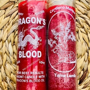 Tame Lamb Candle, Dragons Blood Love candle, love spells, Vela Control, Vela Amor, Hechizos de Amor, Cordero Manso